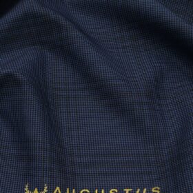 Augustus Denim Blue Structured Cum Checks Terry Rayon Suiting Fabric