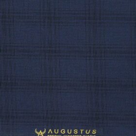 Augustus Denim Blue Structured Cum Checks Terry Rayon Suiting Fabric