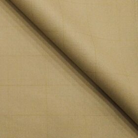 Augustus Oat Beige Self Checks Unstitched Terry Rayon Suiting Fabric