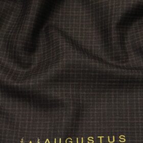 Augustus Dark Brown Self Checks Unstitched Terry Rayon Suiting Fabric