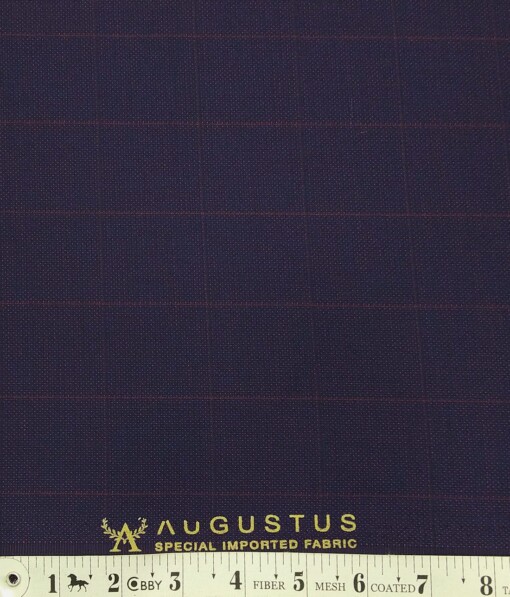 Augustus Dark Purple Structured  Cum Checks Unstitched Terry Rayon Suiting Fabric
