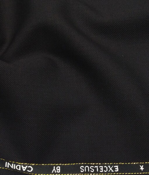 Cadini Italy by Siyaram's 60% Merino Wool Super 140's Black Structured Unstitched Exotic Suit Fabric (3.25 Meter)