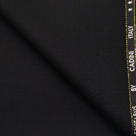 Cadini Italy by Siyaram's 60% Merino Wool Super 140's Black Structured Unstitched Exotic Suit Fabric (3.25 Meter)