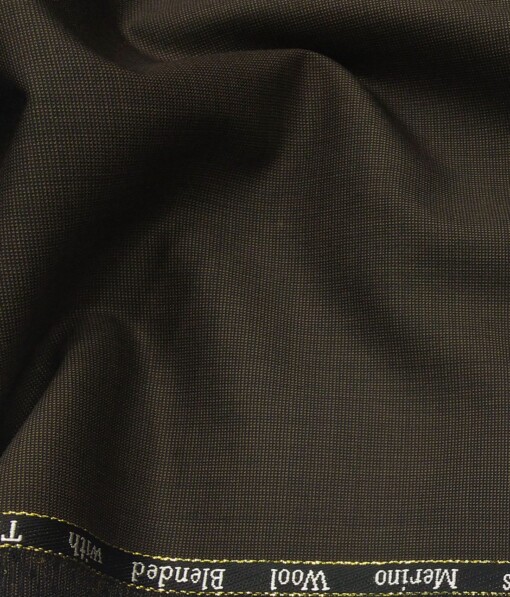 Cadini Italy by Siyaram's 60% Merino Wool Super 140's Dark Brown Structured Unstitched Exotic Suit Fabric (3.25 Meter)