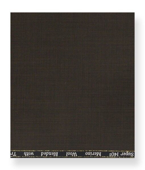 Cadini Italy by Siyaram's 60% Merino Wool Super 140's Dark Brown Structured Unstitched Exotic Suit Fabric (3.25 Meter)