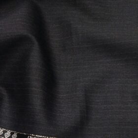 Cadini Italy by Siyaram's 60% Merino Wool Super 140's Dark Grey Self Striped Unstitched Exotic Suit Fabric (3.25 Meter)