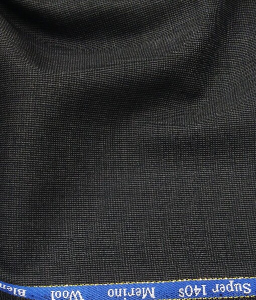 Cadini Italy by Siyaram's 60% Merino Wool Super 140's Dark Grey Structured Unstitched Exotic Suit Fabric (3.25 Meter)