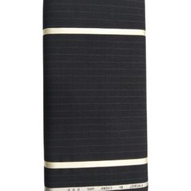 Cadini Italy by Siyaram's 60% Merino Wool Super 140's Dark Grey Pin Stripes Unstitched Exotic Suit Fabric (3.25 Meter)