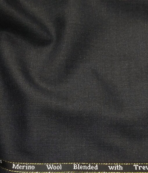 Cadini Italy by Siyaram's 60% Merino Wool Super 140's Dark Worsted Grey Self Design Unstitched Exotic Suit Fabric (3.25 Meter)