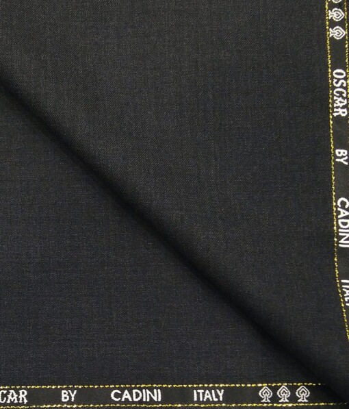 Cadini Italy by Siyaram's 60% Merino Wool Super 140's Dark Worsted Grey Self Design Unstitched Exotic Suit Fabric (3.25 Meter)