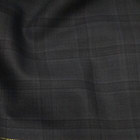 Cadini Italy by Siyaram's 60% Merino Wool Super 140's Smoke Grey Self Broad Checks Unstitched Exotic Suit Fabric (3.25 Meter)