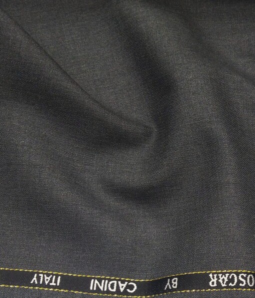 Cadini Italy by Siyaram's 60% Merino Wool Super 140's Medium Worsted Grey Self Design Unstitched Exotic Suit Fabric (3.25 Meter)