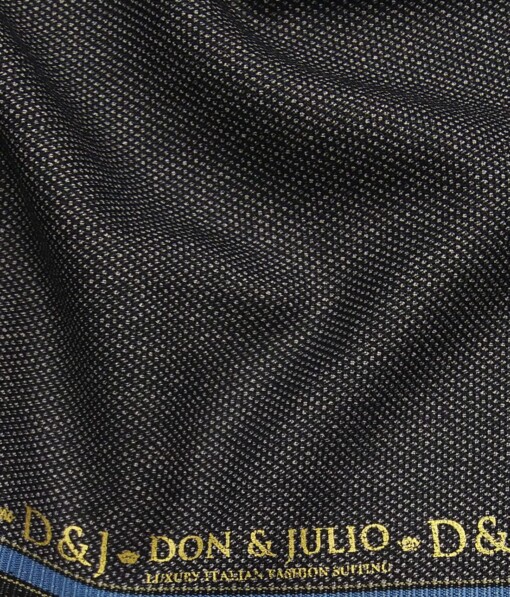 Don & Julio Blackish Grey Dotted Structure Unstitched Terry Rayon Thick Suiting Fabric