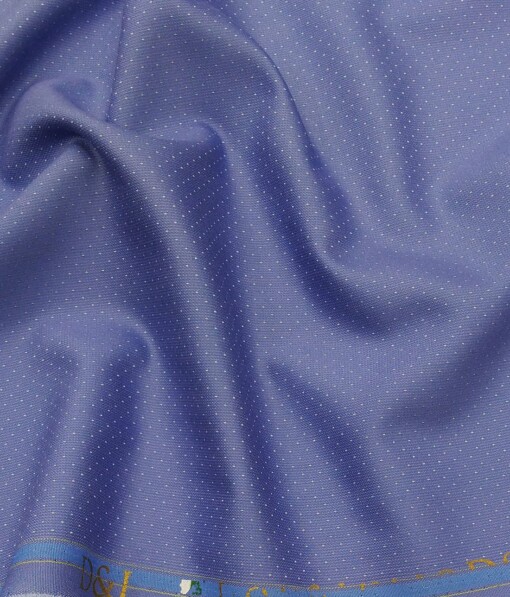 Don & Julio Cerulean Blue White Dotted Structure Unstitched Terry Rayon Suiting Fabric