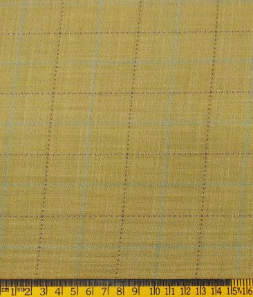 Fashion Flair Flaxen Yellow Self Checks Unstitched Terry Rayon Suiting Fabric