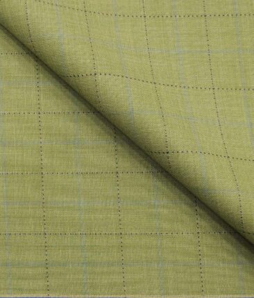 Fashion Flair Light Olive Green Self Checks Unstitched Terry Rayon Suiting Fabric