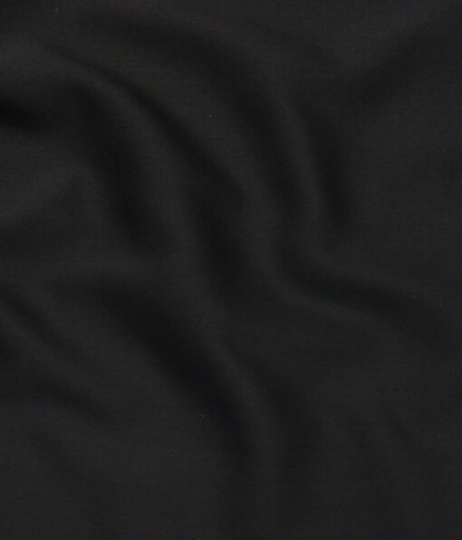 Fashion Flair Jet Black Solid Satin Weave Terry Rayon Suiting Fabric