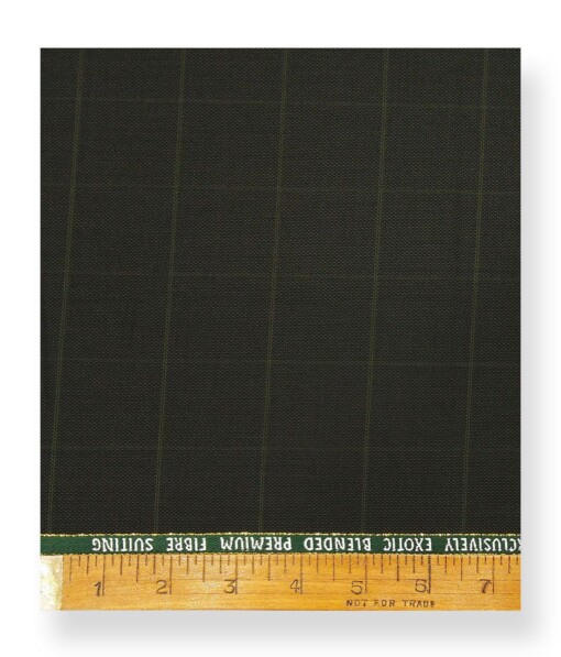 J.Hamsptead by Siyaram's 20% Merino Wool Super 90's Dark Green Structured Cum Checks Unstitched Suiting Fabric
