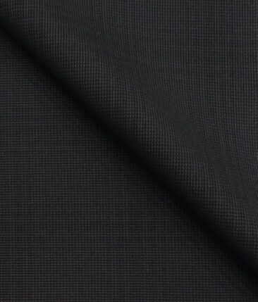 Mark & Peanni Dark Grey Structured Cum Broad Self Checks Unstitched Terry Rayon Suiting Fabric