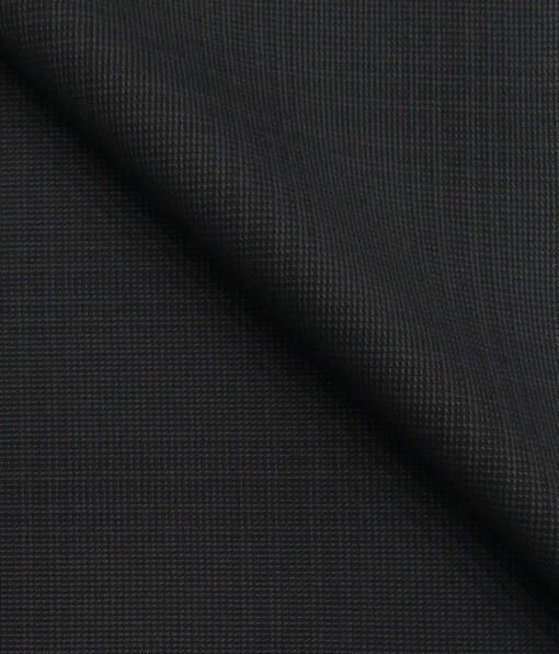 Mark & Peanni Dark Grey Structured Cum Broad Self Checks Unstitched Terry Rayon Suiting Fabric