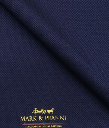 Mark & Peanni Dark Blue Oxford Structure Unstitched Terry Rayon Suiting Fabric