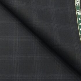 Raymond Dark Greenish Grey 35% Merino Wool Self Checks Unstitched Suit Fabric (3.25 Meter)