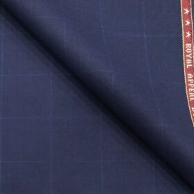 Raymond Royal Blue 35% Merino Wool Broad Checks Unstitched Techno Smart Suit Fabric (3.25 Meter)