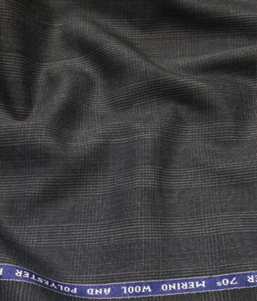 Raymond Dark Grey 35% Merino Wool Super 70's Self Checks Unstitched Suit Fabric (3.25 Meter)