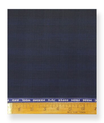 Raymond Dark Navy Blue 35% Merino Wool Super 70's Self Checks Unstitched Suit Fabric (3.25 Meter)