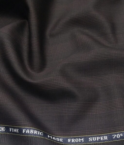 Raymond Dark Wine 35% Merino Wool Super 70's Self Checks Unstitched Suit Fabric (3.25 Meter)