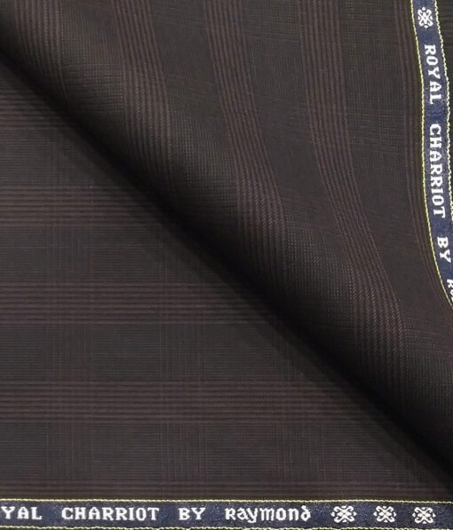 Raymond Dark Wine 35% Merino Wool Super 70's Self Checks Unstitched Suit Fabric (3.25 Meter)