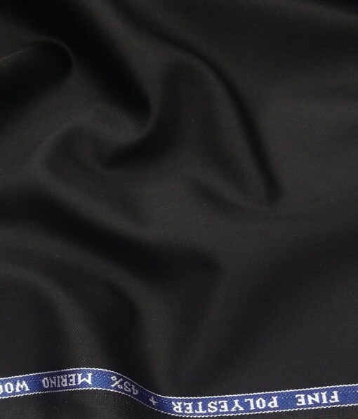 Raymond 45% Merino Wool Black Solid Unstitched Suiting Fabric