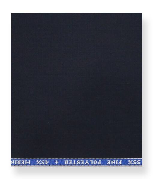 Raymond 45% Merino Wool Dark Navy Blue Solid Unstitched Suiting Fabric