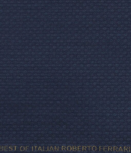 Roberto Ferrari Dark Blue Jacquard Unstitched Terry Rayon Suiting Fabric
