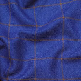 Siyaram's Blue & Copper Checks Unstitched Terry Rayon Suiting Fabric