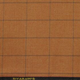 Siyaram's Ginger Orange Self Broad Checks Unstitched Terry Rayon Suiting Fabric