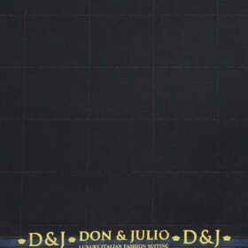Don & Julio Dark Smoke Grey Broad Self Checks Unstitched Terry Rayon Suiting Fabric