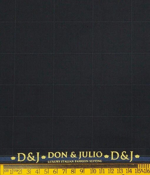 Don & Julio Dark Smoke Grey Broad Self Checks Unstitched Terry Rayon Suiting Fabric