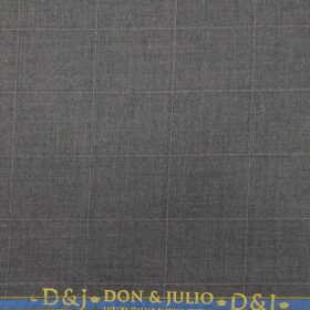 Don & Julio Light Grey Broad Self Checks Unstitched Terry Rayon Suiting Fabric