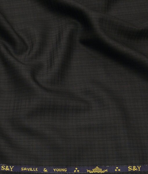 Saville & Young Blackish Grey Self Checks Super 80's 45% Merino Wool Suiting Fabric