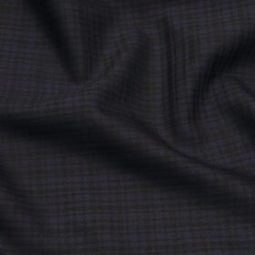 Saville & Young Dark Blue & Black Self Checks Super 80's 45% Merino Wool Suiting Fabric