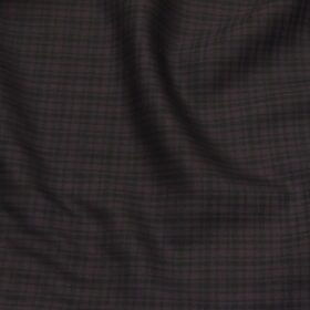 Saville & Young Dark Wine & Black Self Checks Super 80's 45% Merino Wool Suiting Fabric