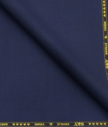 Saville & Young Dark Royal Blue Structured Super 120's 45% Merino Wool Suiting Fabric