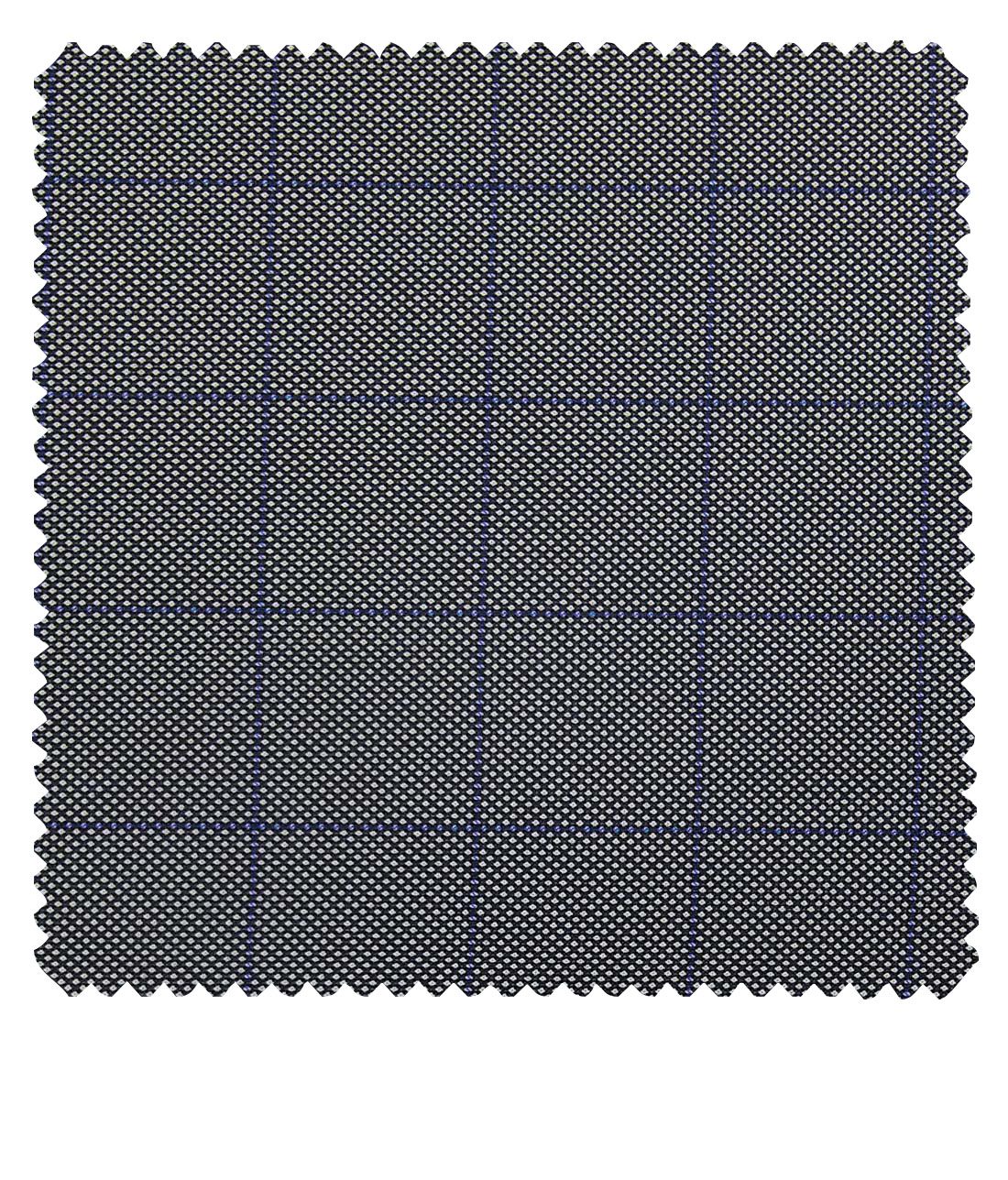 Grado by Grasim Grey Polyester Viscose Structured Cum Checks Unstitched Suiting Fabric