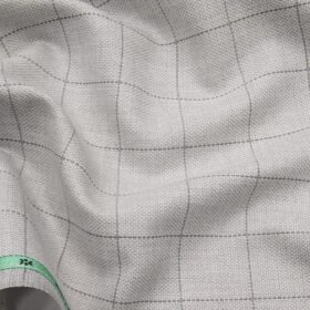 Grado by Grasim Light Grey Polyester Viscose Structured Cum Checks Unstitched Suiting Fabric