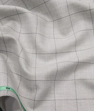 Grado by Grasim Light Grey Polyester Viscose Structured Cum Checks Unstitched Suiting Fabric