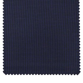Grado by Grasim Dark Blue Polyester Viscose Black Micro Checks Unstitched Suiting Fabric