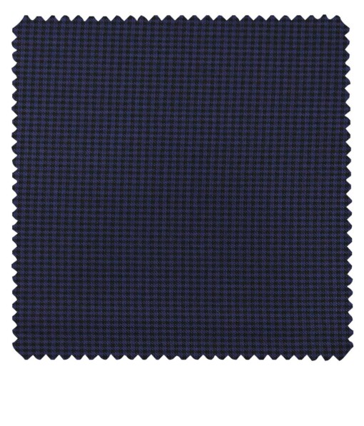 Grado by Grasim Dark Blue Polyester Viscose Black Micro Checks Unstitched Suiting Fabric