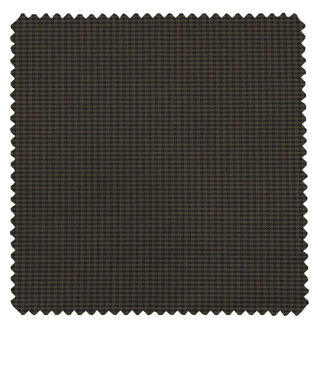 Grado by Grasim Dark Brown Polyester Viscose Black Micro Checks Unstitched Suiting Fabric