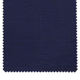 Grado by Grasim Dark Royal Blue Polyester Viscose Self Checks Unstitched Suiting Fabric